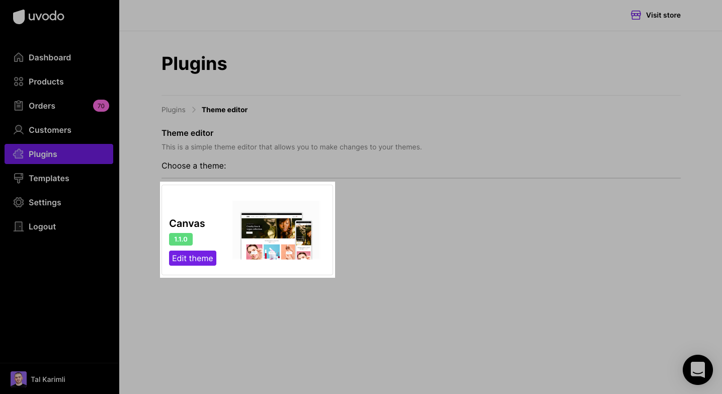 Uvodo theme editor