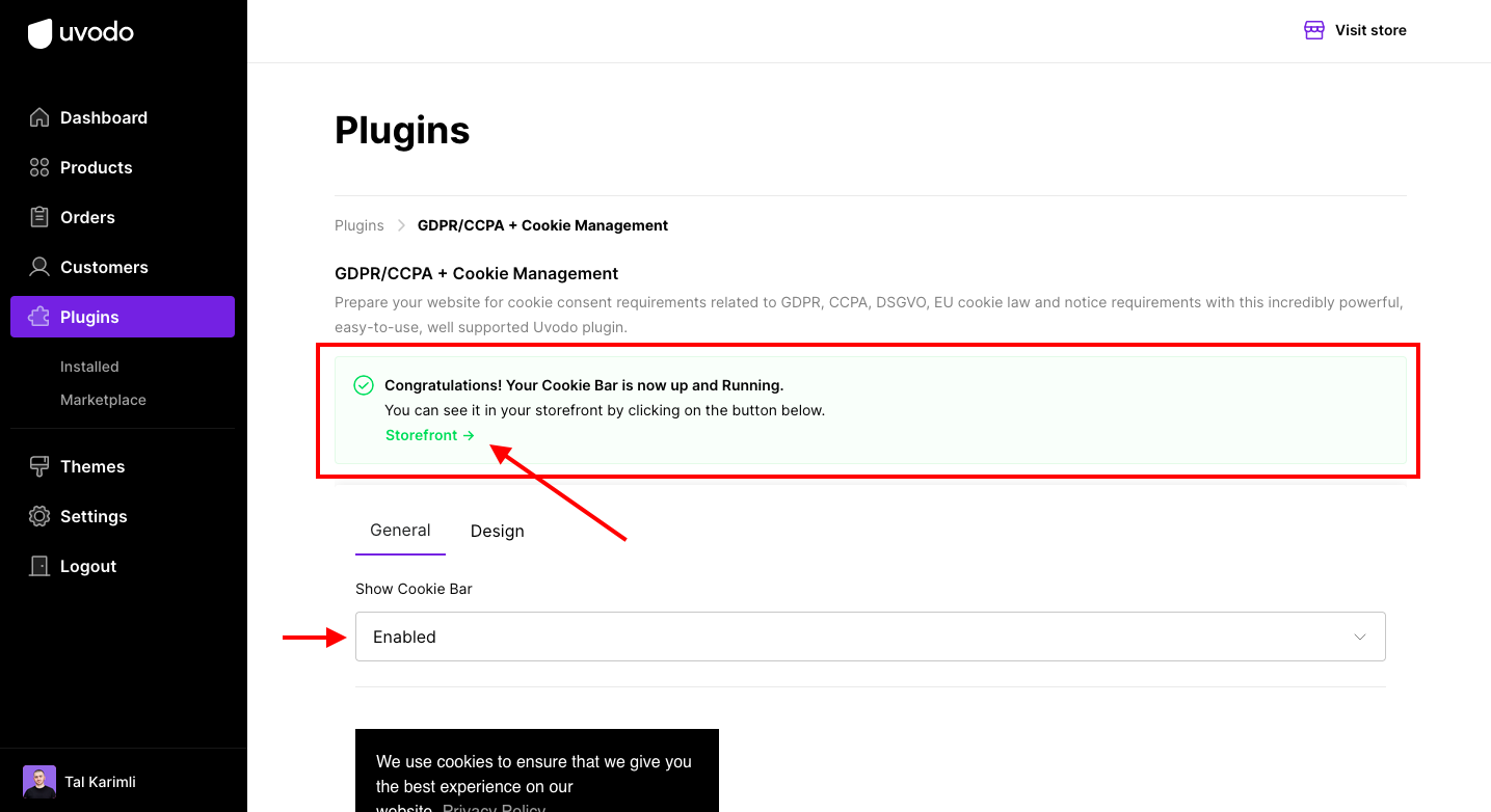 cookie consent bar plugin