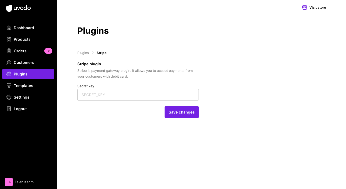 integrate Stripe to your online store